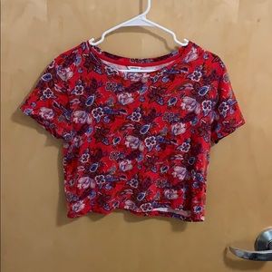 Red Floral Forever 21 Crop Top